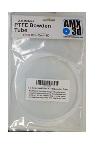 PTFE Teflon Bowden Tube for 1.75 Filament (2.0mm ID/4.0mm OD) - White Connector Tubing for 3D Printer - 2.0 Meters - Thumbnail 3