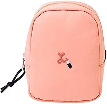 Waymore Travel Small Mini Cosmetic Bags Nylon Tiny Lipstick Makeup Pouch Cute Style (Peach)