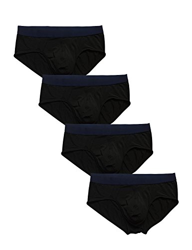David Archy Men's 4 Pack Basic Solid Micro Modal Briefs(L,Black)