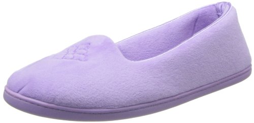 Dearfoams Plush Velour Closed-Back Women’s Slipper – Padded Microfiber Slip-Ons with a Durable Outsole - 745,Pretty Purple,Medium/7-8 M US