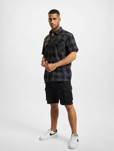 Check Shirt Short Sleeve, Color: black/grey, Size: L