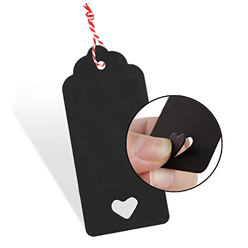 HAKACC Kraftpapier Anhänger, 300 Stk. Geschenkanhänger Etiketten Kraftpapier Tags Karten mit Schnur für Hochzeit Geschenk
