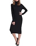 Firpearl Women's Ribbed Turtleneck Long Sleeve Maxi Long Sweater Dress
