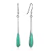 925 Sterling Silver Blue Turquoise Stone Inlay Elegant Long Teardrop Hook Women Earrings 1.85