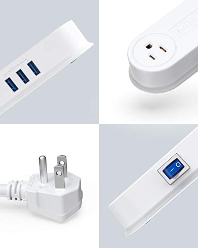 image for Travel USB Power Strip, BESTEK 3 USB Ports 2 Outlets Thin Portable Des