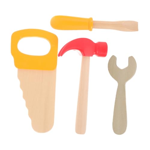 SOPOTUTU 4pcs Toy Construction Tools Wooden Mallets Pliers Tool Toy Gavel Fake Hammer Wooden