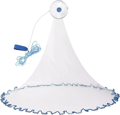 Fischernetze Angeln Net NylonMonofilament, Anglen Wurfnetz Hand Überwurf Angelnetz Garnelen Käfig für Fisch Karpfen Angelkescher Fischnetz mit 8m Seil der Hand (2.4m), re da Pesca