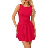 LYANER Women's Mock Neck Sleeveless Dress - Pleated Mini Sundress For Summer & Beach - View #6