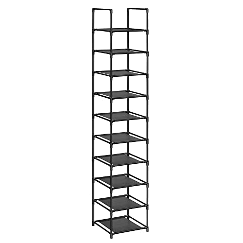 SONGMICS シューズラック 10段 靴棚 下駄箱 省スペース 分割可玄関すっきり 奥行スリム33cm 玄関に靴を効率収納 LSR110B02