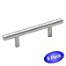 Cosmas 305-030SS True Solid Stainless Steel Construction Euro Style Cabinet Hardware Bar Handle Pull - 3" Hole Centers - 5 Pack