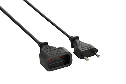 Electraline 20647012D Rallonge Prolongateur électrique 3 mt prise/fiche européen 6A - section 2x0,75 mm², Noir