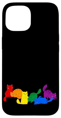 iPhone 15 Gay Pride Cat LGBT Ally Kawaii Cats Cute Anime Rainbow Flag Case