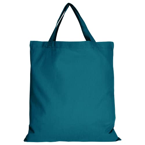 TEXXILLA 5er | 15er | 50er Pack Baumwolltasche - 28 Farben | mit zwei kurzen Henkeln | 38x42cm | Jutebeutel | Einkaufstasche | unbedruckt, Farbe:petro