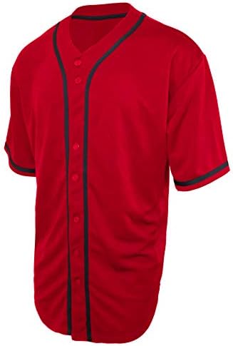 OLLIE ARNES Men's Athletic-Inspired Basic Button-Down Baseball Jersey