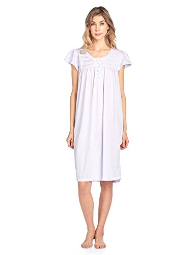 Casual Nights Women's Short Sleeve Smocked And Lace Nightgown - Purple - XX-Large - Thumbnail 5