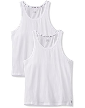 Men's 2 Pack Cotton Stretch Vests, White