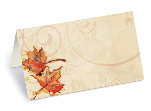 PaperDirect Vintage Fall Leaves Folded Place Cards, 100 Count