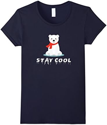 Women's Stay Cool Polar Bear Cute Funny T-Shirt Medium Navy