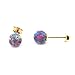 14k Gold or Sterling Silver Purple Simulated Opal Ball Stud Earrings