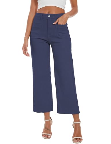 DAOAO Wide Leg Cropped Jeans