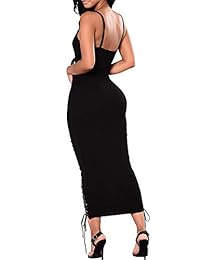 SHINFY Correa de espagueti sexy sin mangas Bodycon Stretch Evening Club Vendaje Vestidos