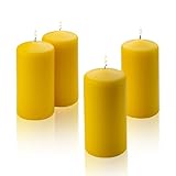 Citronella Pillar Candle - Set of 4 Summer Scented Citronella Candles - 3 inch Tall, 6 inch Thick - 54 Hour Burn Time - for Indoor/Outdoor Use - Made in USA