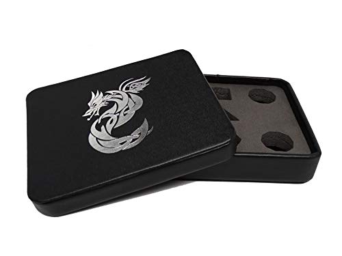 Dice Display and Storage Case - Silver Celtic Knot Dragon Design