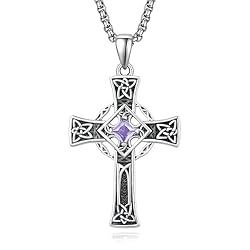 ADMETUS June Birthstone Cross Necklace Sterling