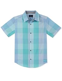 Calvin Klein Boys 'Futuro Plaid camisa de manga corta