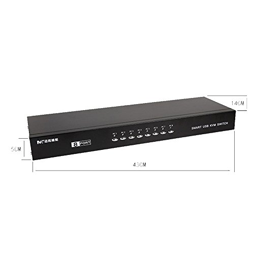 RIJER 8 Port Manual Smart VGA USB KVM Switch PC Computer Selector 1 KM Combo Controls 8 Hosts with Extension Switcher and original Cable 801UK