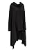 Womens Irregular Hem Double Slit Pullover Pockets Hoodie Sweatshirt Dress Black XL