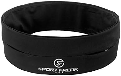 Running and Fitness Belt by Sport Freak USA - Workout Belt - Running Waist Pack Bounce Free Belt (Black, X-Large)