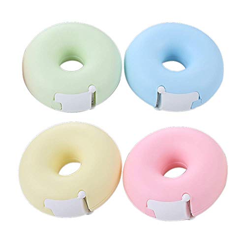 Ipienlee Donut Tape Dispenser with Tape Candy Color Masking Tape Storage Organizer for Office or School Supply Pack of 2