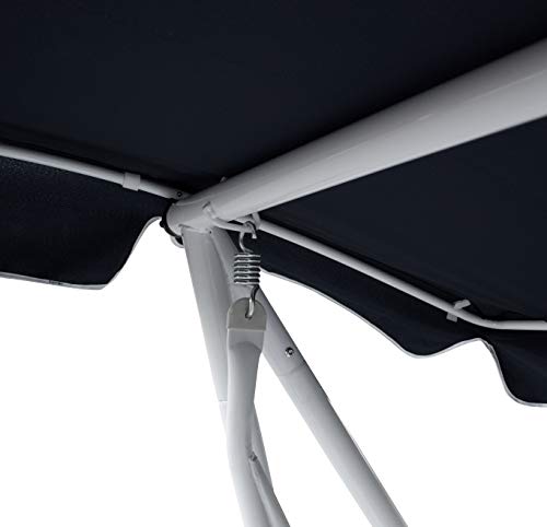 DEGAMO Hollywoodschaukel Miami 4-sitzer 228cm, Stahlgestell Weiss, Bezüge dunkelblau/Weiss – Bild 4