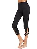 SweatyRocks Women's High Waisted Cutout Crop Leggings Yoga Workout Active Tights