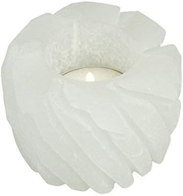Selenite tealight candle holder "Divine Lotus" design 7cm tea light healing gift crystal