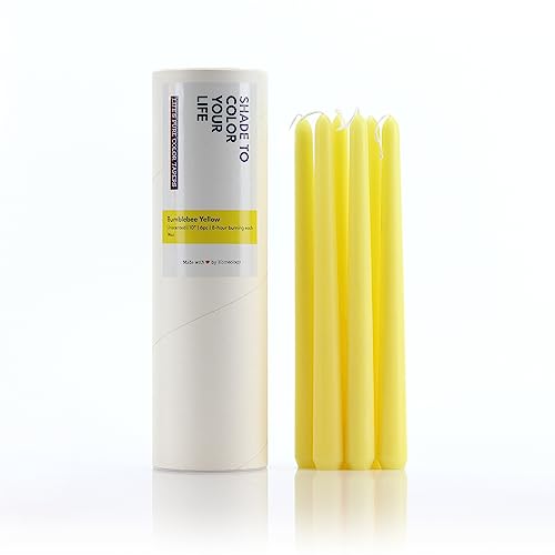 Homeology 6 PK 10" Classic Taper Candles, Yellow, 7-8 Hours Long Burning, Unscented Tall Candlesticks
