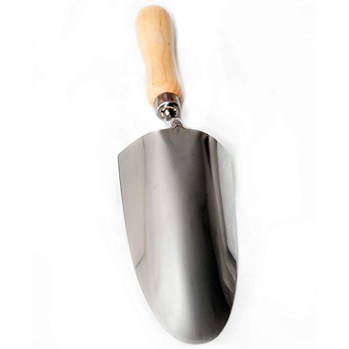 Cate's Garden Garden Trowel Hand Tool Premium Hand Trowel for Digging and Planting - Heavy Duty Stainless Steel, Smooth Vintage Style Natural Ash Wood Handle and Leather Strap - Thumbnail 3