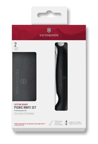 Victorinox Swiss Classic Faltbares Picknick-Messer und Schneidebrett, für Obst, Gemüse, Brötchen, Wellenschliff, Extra Scharf, Schwarz thumbnail 1