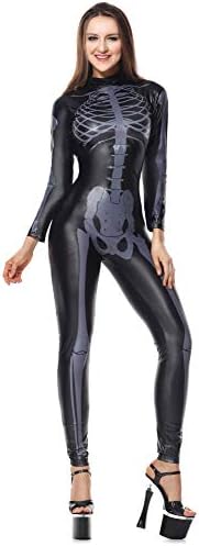 HAIYUANNAN Halloween Costume Cosplay Black Patent Leather Jumpsuit Leather Cosplay Nightclub Latex Stage Costume