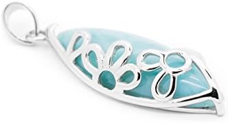 Larimar Gemstones with 925 Sterling Silver Pendant Hand Made for Women