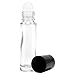 6 Pack - Roll on Glass Bottle - Clear 10ml w/ 2 Clear Pipette for Essential Oil - Aromatherapy Perfume Bottles - Refillable Slim with Cap