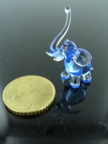 Mini blue glass elephant figurine