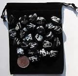 25pc Snowflake Obsidian Runes with Velvet Bag