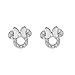 Disney Minnie Mouse Women Jewelry, Sterling Silver Clear Cubic Zirconia and Silver Bow Stud Earrings