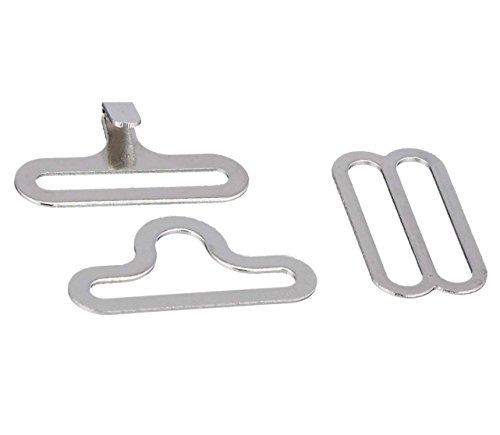 50 Set Bow Tie Hardware Clips Fasteners to Make Adjustable Straps on Bow Ties/Neckties Tie Accessories (Silver)