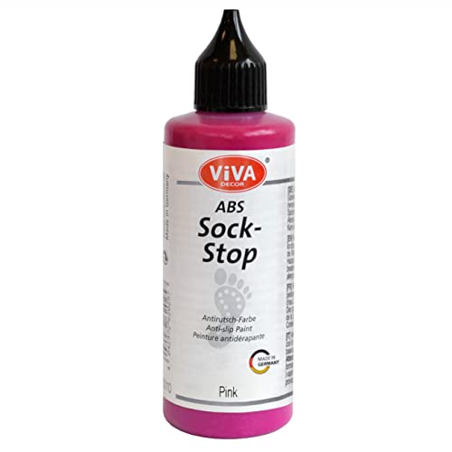 Viva Decor ABS Sock Stop (2.77 Fl oz, Pink) - Fabric Paint for Non-Slip Socks, Bath Mats & More - Latex-Free, Water-Based, Washable - For Grip Socks DIY