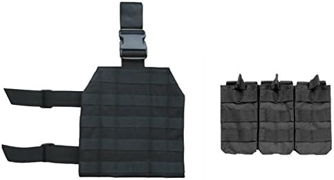 Ultimate Arms Gear Stealth Black MOLLE Ambidextrous Drop Leg Platform + Triple Rifle Magazine Mag Pouch For Marlin X7 Howa Rifles