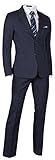 JEJEhomme Men's Slim Fit Casual Business Suits Tuxedo Navy (US 38Regular / US 30Waist)