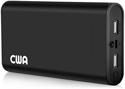 Portable Charger, CWA 12000 mAh Power Bank USB External Battery Pack Backup Dual Port Flashlight iPhone 6/6 Plus/SE/5/5S/5C/4S/4/3, iPad Retina, iPod, Samsung Galaxy S7 S6 Edge Tab Note (Black)